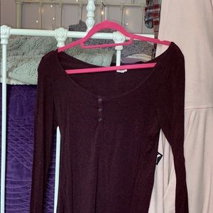 Plush long sleeve burgundy top